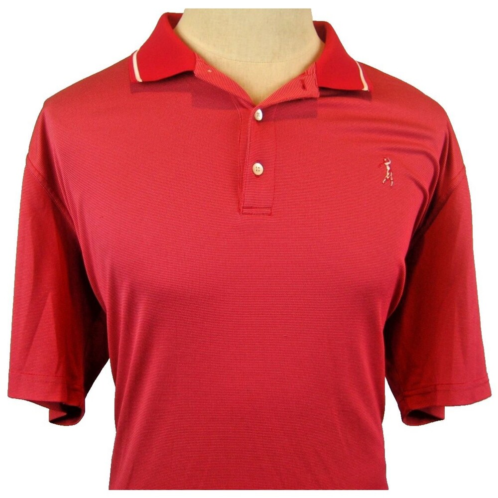Mens Bobby Jones Golf 100% Poly SS Red Pinpoint Golf Polo Casual Shirt sz L